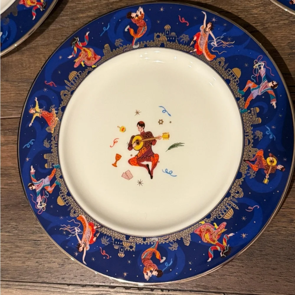 Simchah Hebrew plates set of 4 , Judaic Celebration American Jewish